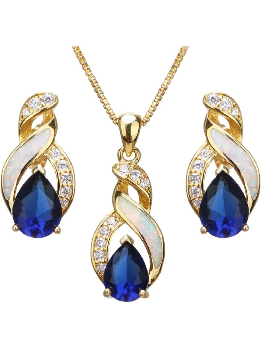 Stunning Opal Jewelry Set - Australian Created Necklace & Earrings for Mom